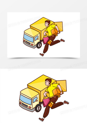 快递小哥运输场景免抠元素