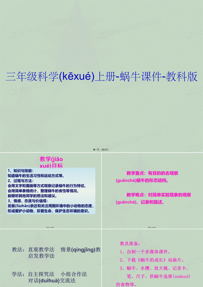 三年级科学上册-蜗牛课件-教科版