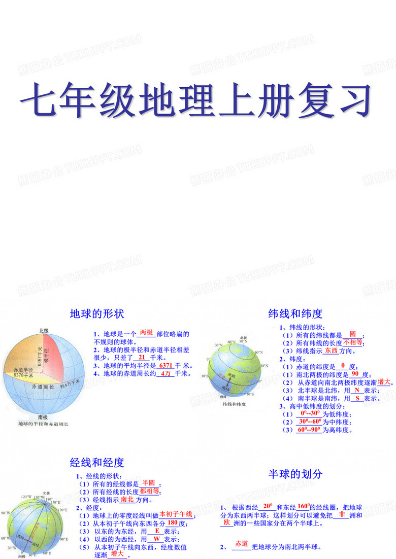 初一地理上册复习