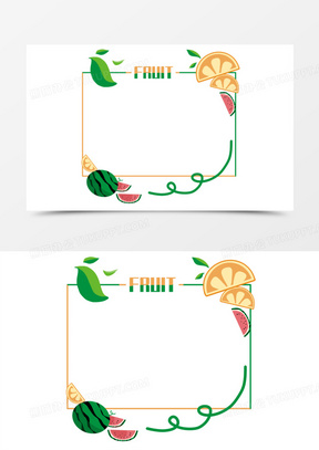 手繪水果西瓜邊框元素