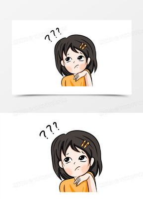 手绘卡通疑问女孩表情包
