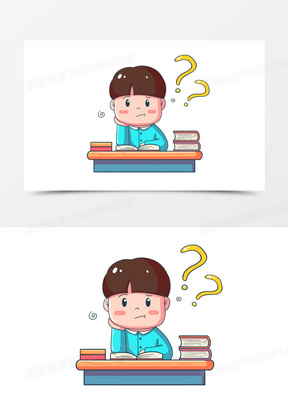 学生思索问题人物形象4294做作业思考问题的小男孩形象3032卡通手绘