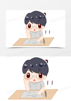 卡通男孩考试答题惊讶表情包