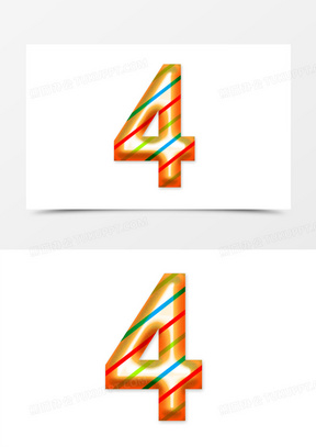 斜纹卡通数字4元素字体设计