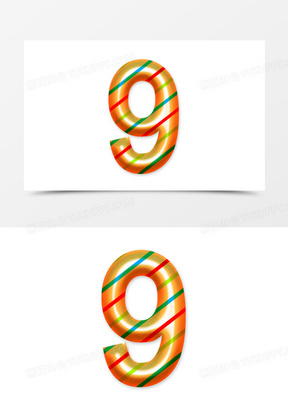 斜纹卡通数字9元素字体设计