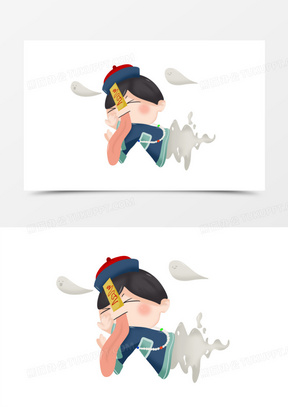 卡通可爱僵尸长舌形象元素