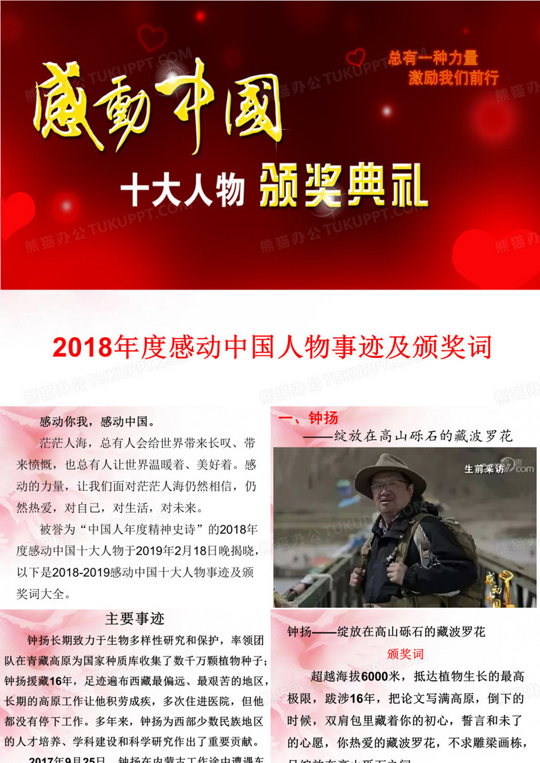 2018年感动中国人物事迹及颁奖词