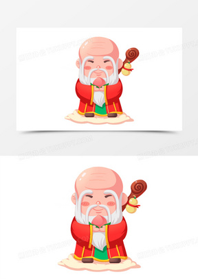 寿星公祝寿q版卡通形象元素