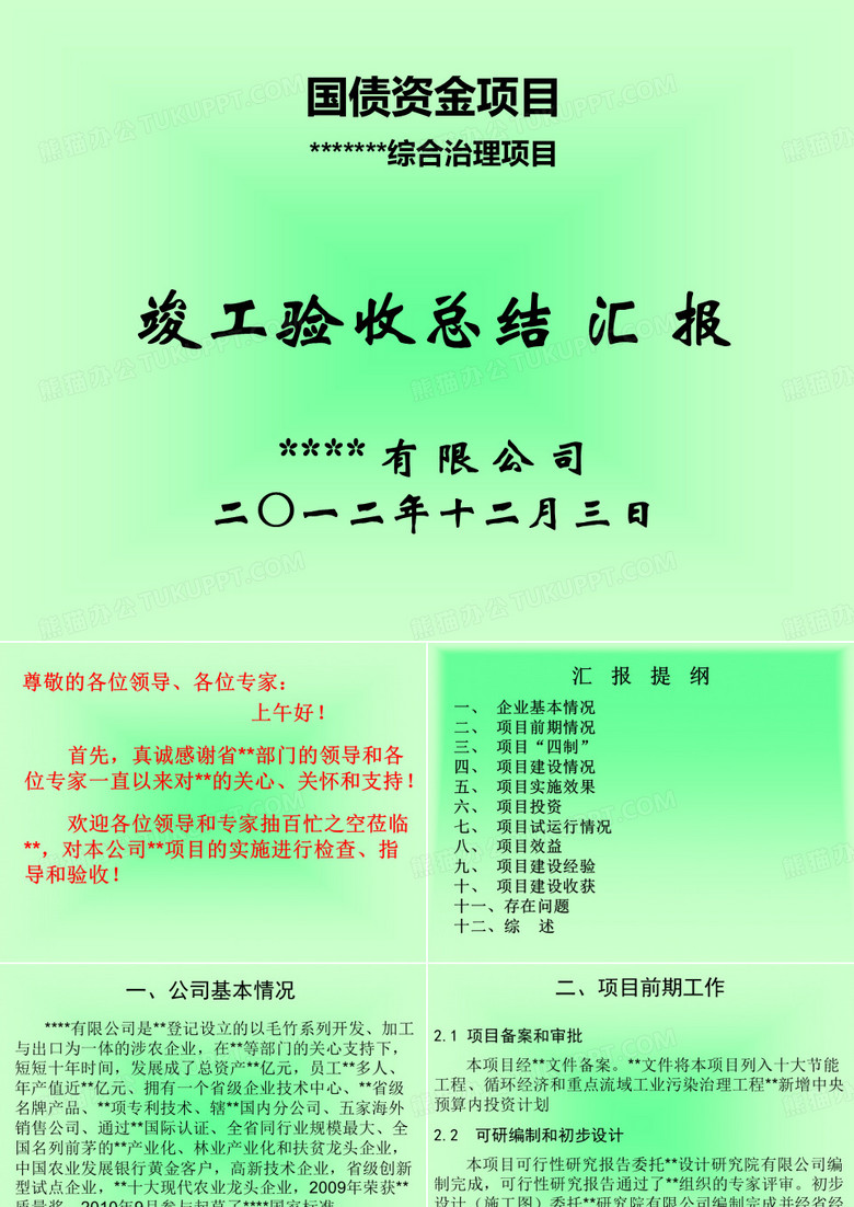 国债项目竣工验收汇报