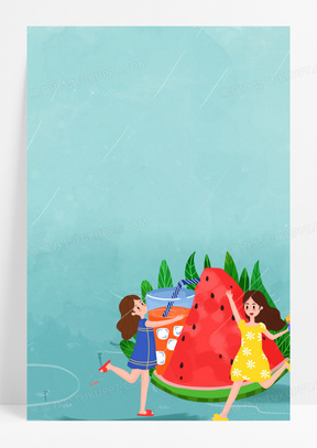 创意手绘西瓜清爽夏天背景