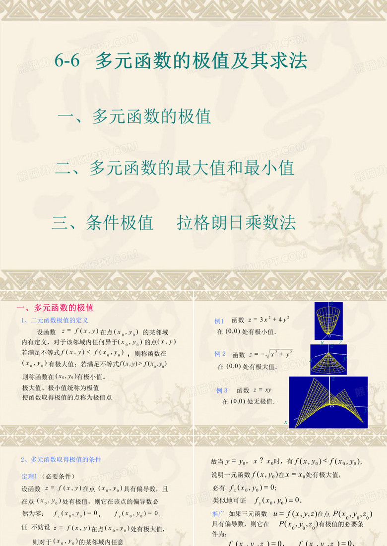 多元函数的极值与条件极值