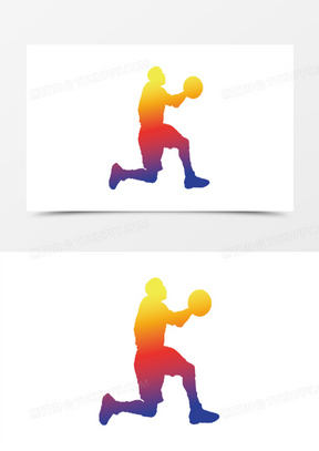 三步上篮打篮球人物剪影元素