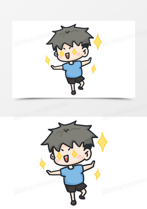 卡通手绘男孩羡慕表情包元素