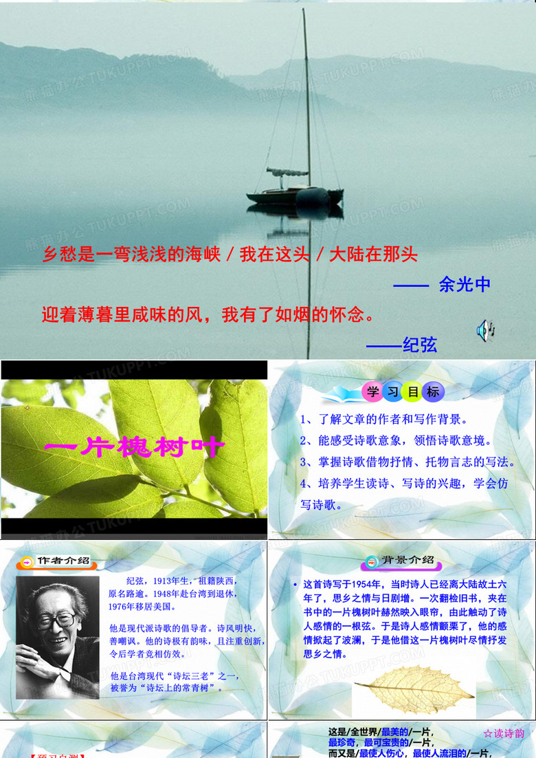 6 现代诗两首_一片槐树叶