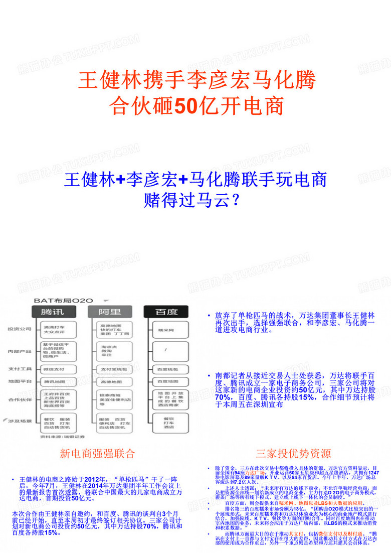 王健林携手李彦宏马化腾