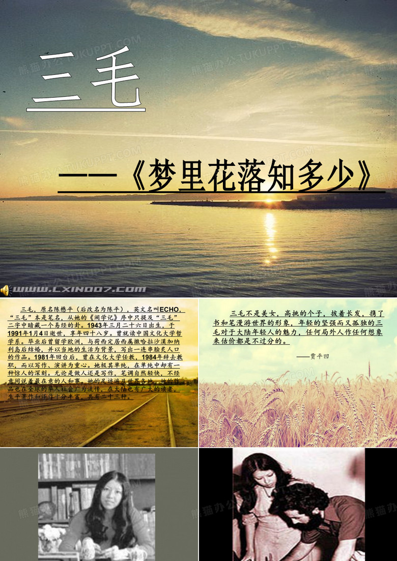 介绍三毛——《梦里花落知多少》的PPT