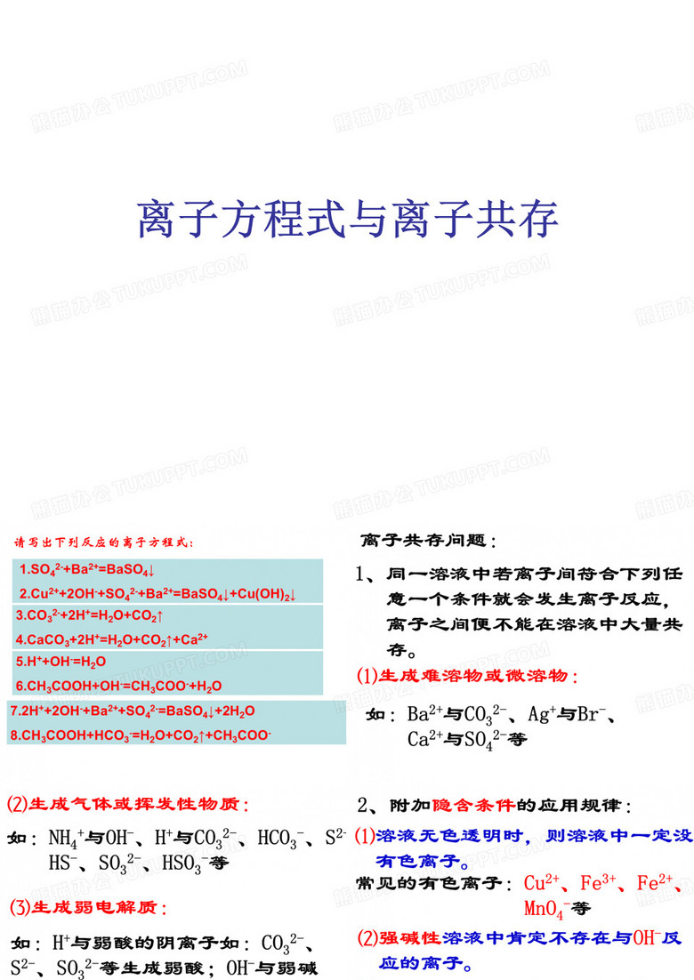 离子方程式与离子