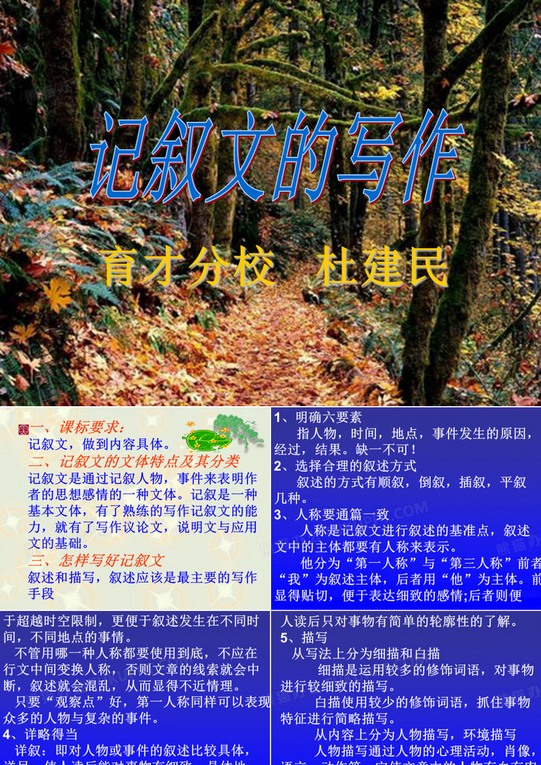 【初中作文】初中记叙文的写作ppt