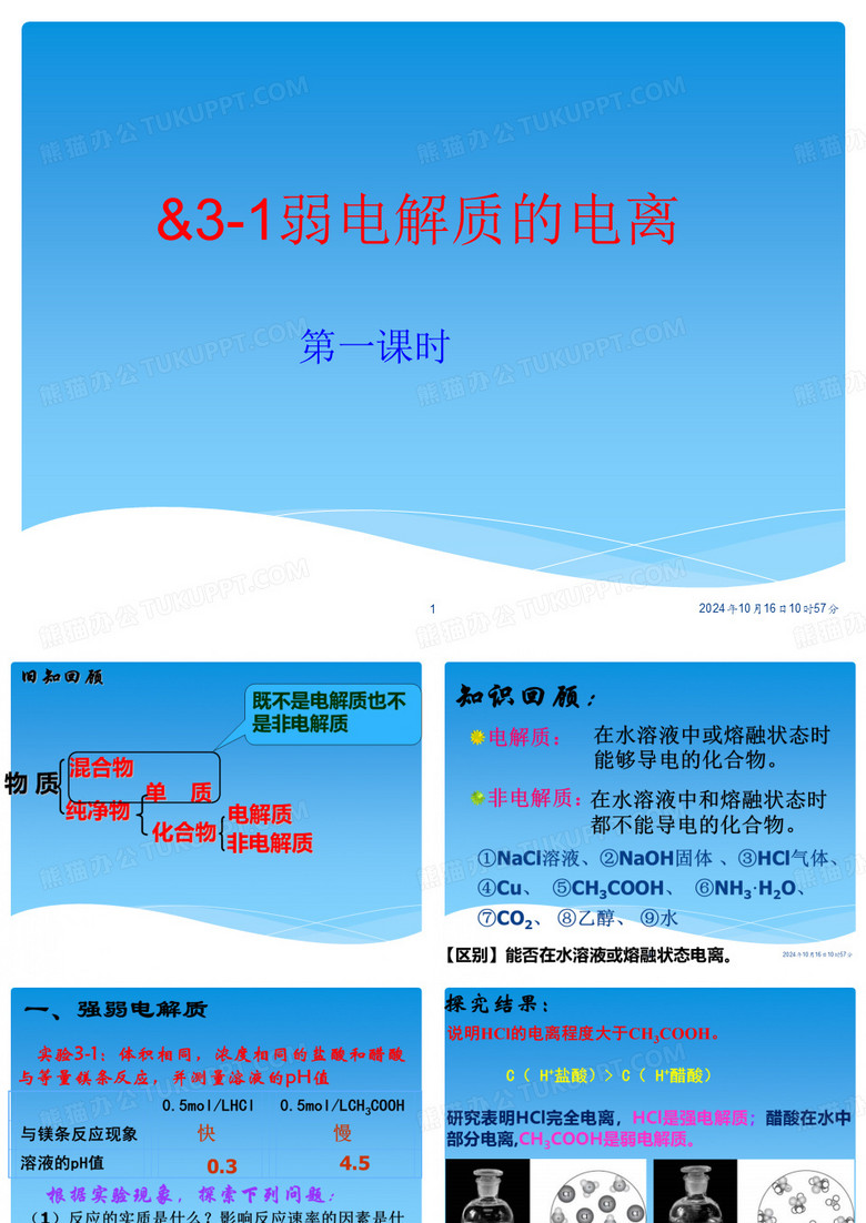 高二化学弱电解质电离