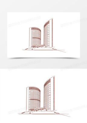 手绘线稿大厦大楼免抠元素