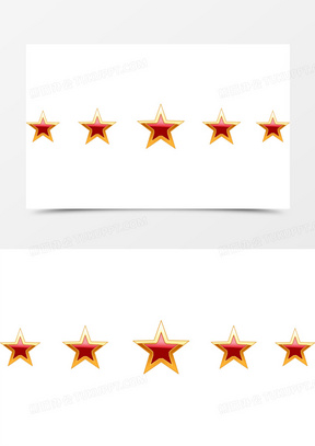 五个黄红渐变五角星