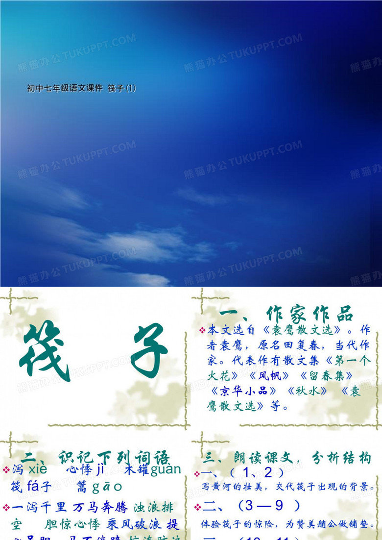 初中七年级语文课件 筏子(1)