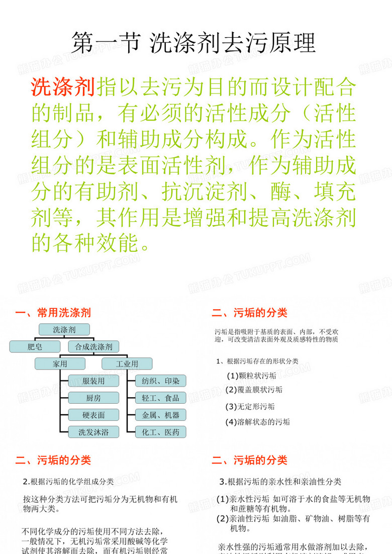 洗涤剂的去污原理