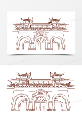 南京城门简笔画图片