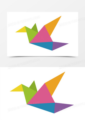 扁平风格形状造型千纸鹤