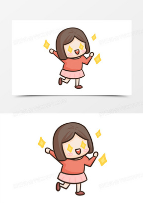卡通手绘女孩羡慕表情包元素