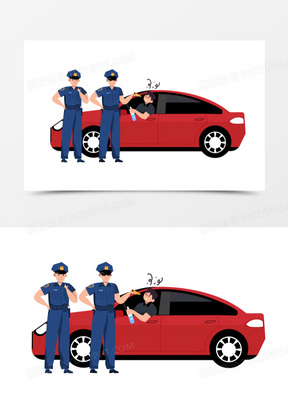 交警查酒驾测度数人物场景免抠元素