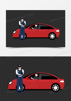 交警给违规车主开罚单场景元素