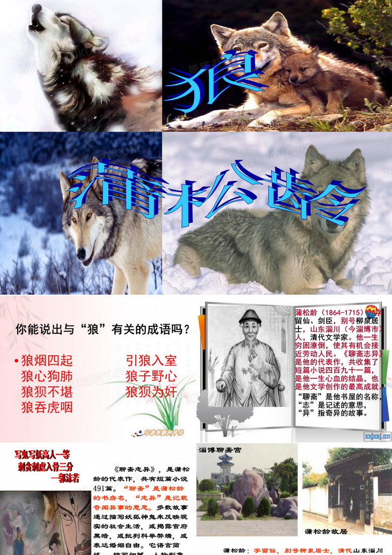 30狼_蒲松龄(字词、翻译、理解、狼三则)