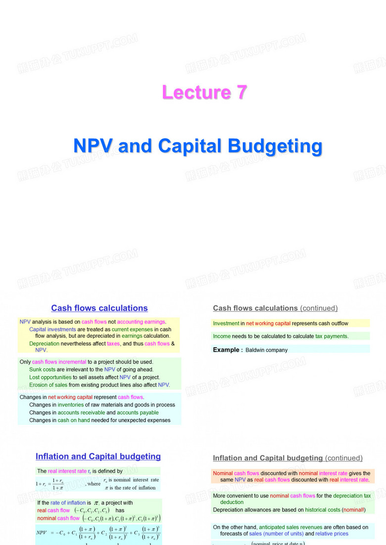 Ch7NPV and capital budgeting(澳大利亚新英格兰大学公司金融课件)