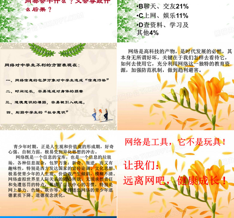 本作品内容为《远离网吧,健康成长》主题班会