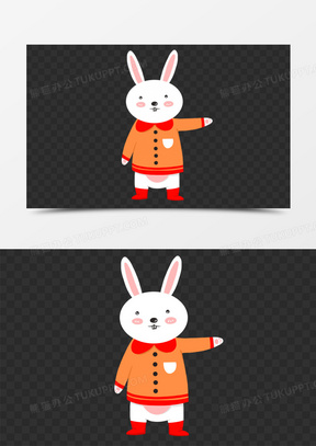 可爱冬天穿衣服的兔子动物元素