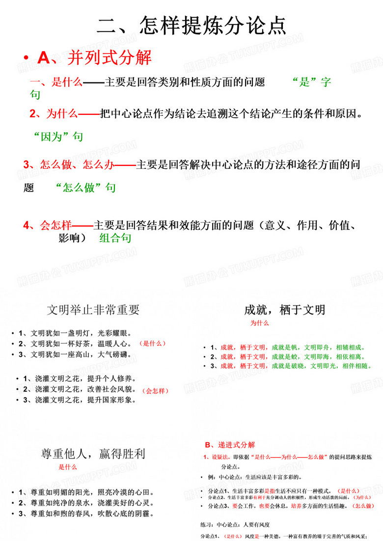 议论文分论点(递进式)