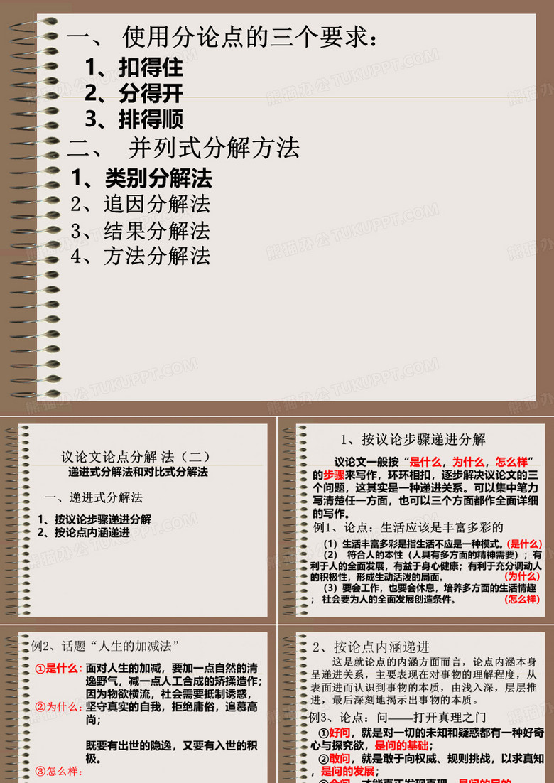递进式和对比式分论点