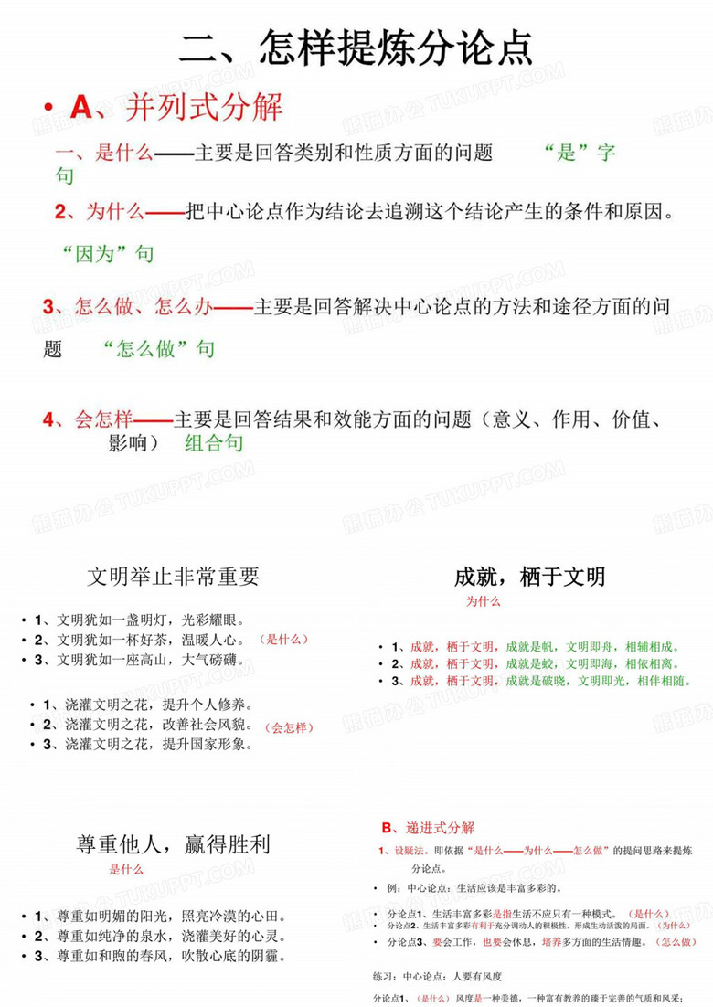 议论文分论点(递进式).