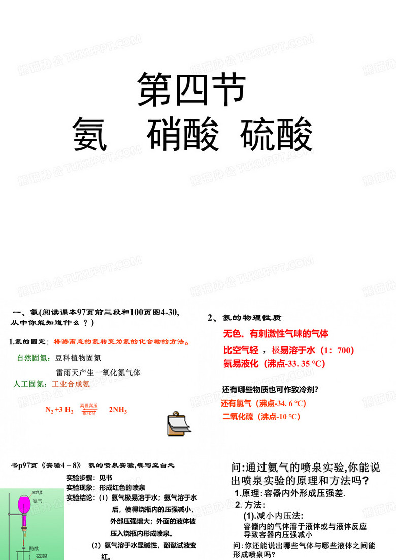 人教版化学必修一氨硝酸硫酸PPT