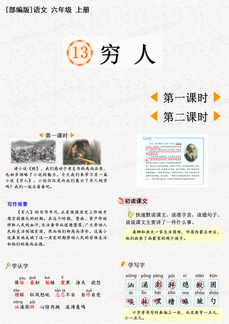 部编版六年级上册语文第13课《穷人》PPT