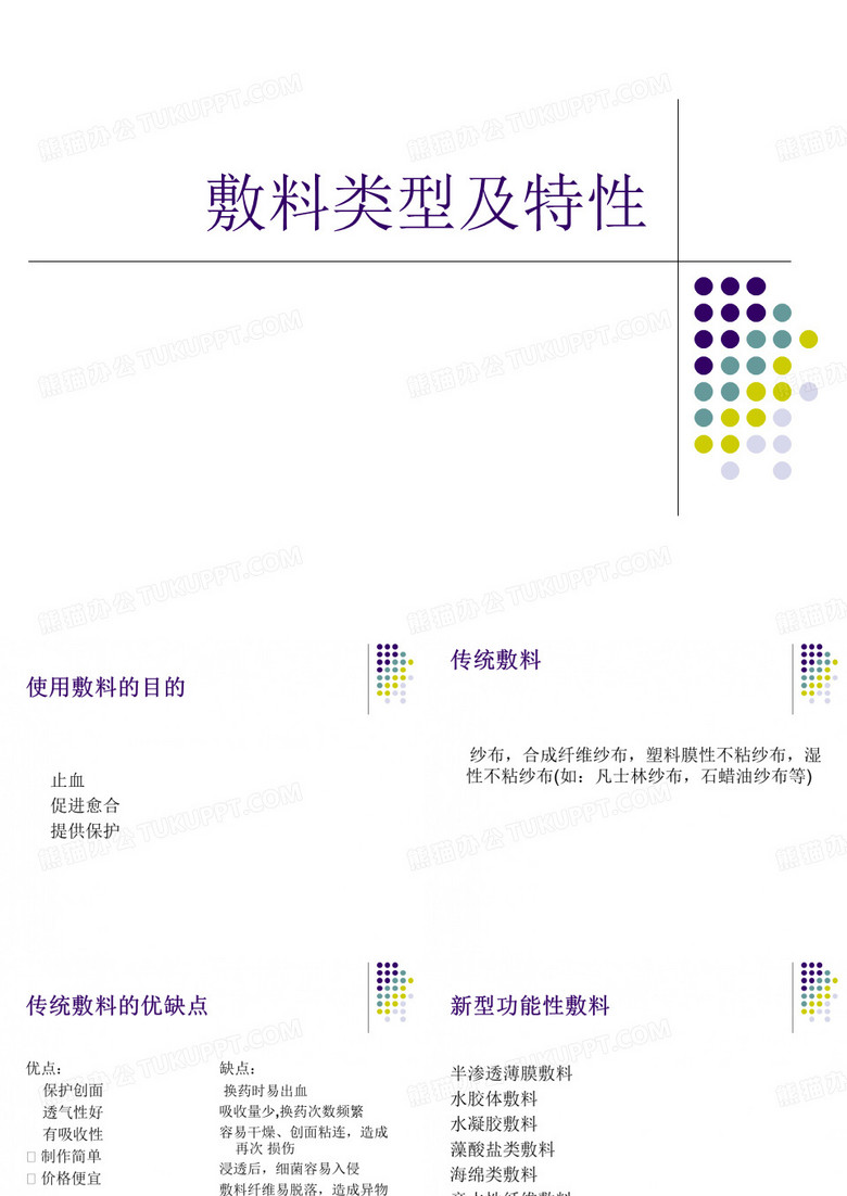 敷料的类型及使用