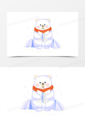 冬天北极熊创意手绘插画