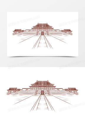 国庆节图片 psd分层素材161故宫皇宫古代建筑装饰元素431手绘线稿沈阳