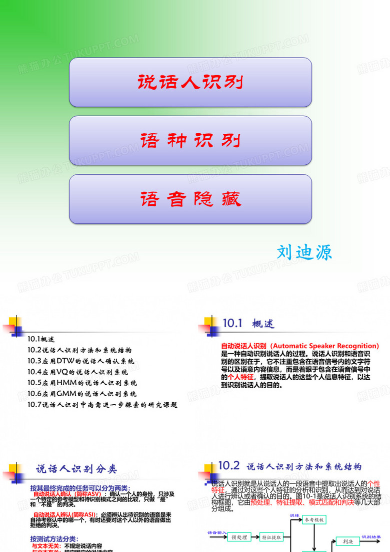 语音信号处理PPT_第十 十一章_说话人识别 语种识别 语音隐藏