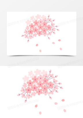 卡通粉红花瓣飘落