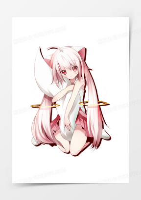 卡通立绘抱着东西女孩