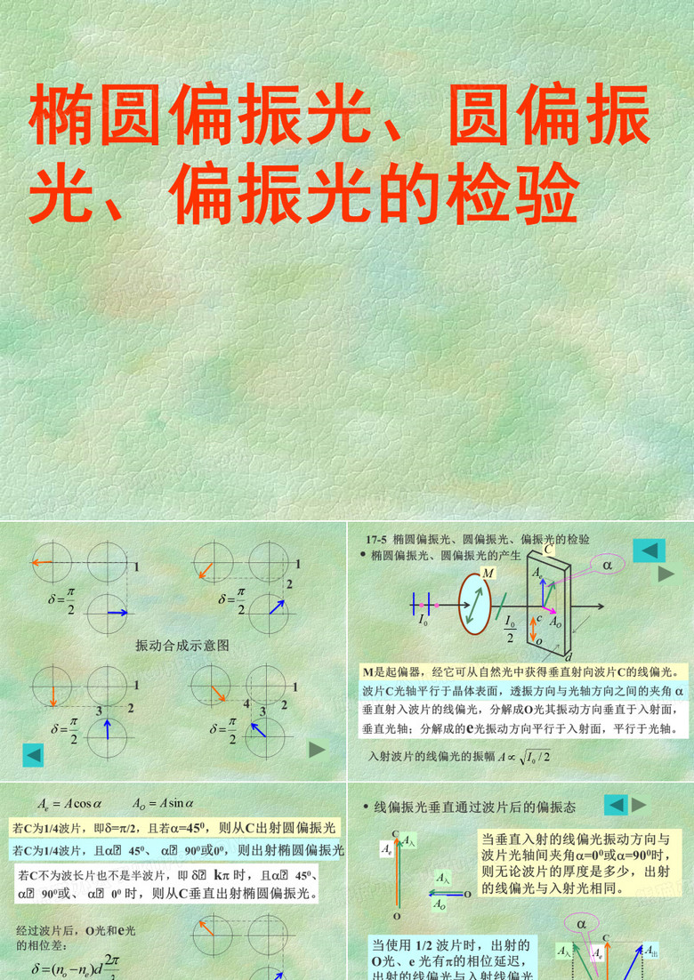 椭圆偏振光、圆偏振光、偏振光的检验