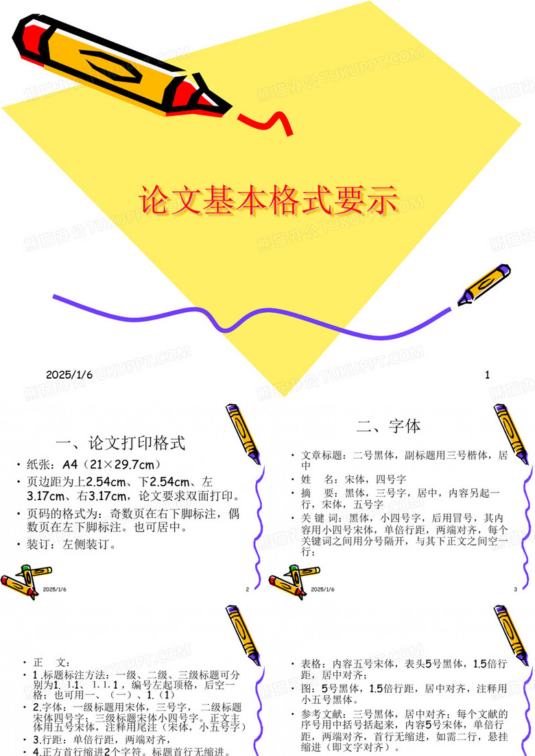 论文的格式PPT