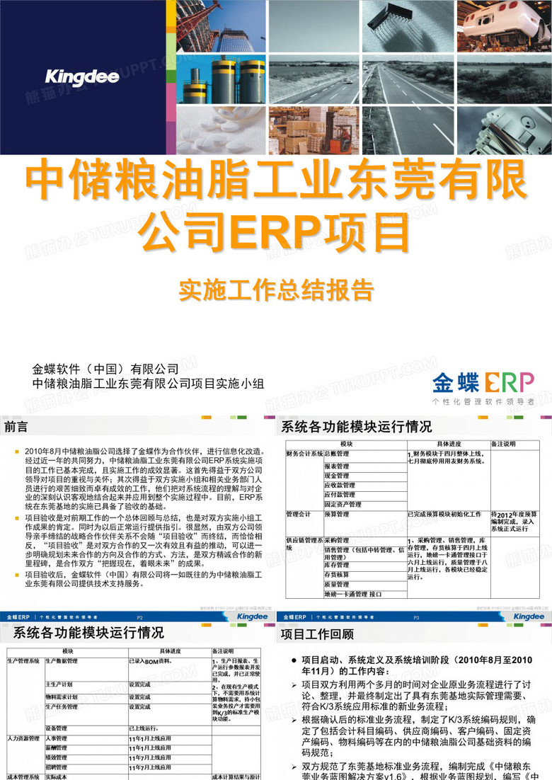 中储粮油脂工业东莞有限公司ERP项目实施工作总结报告
